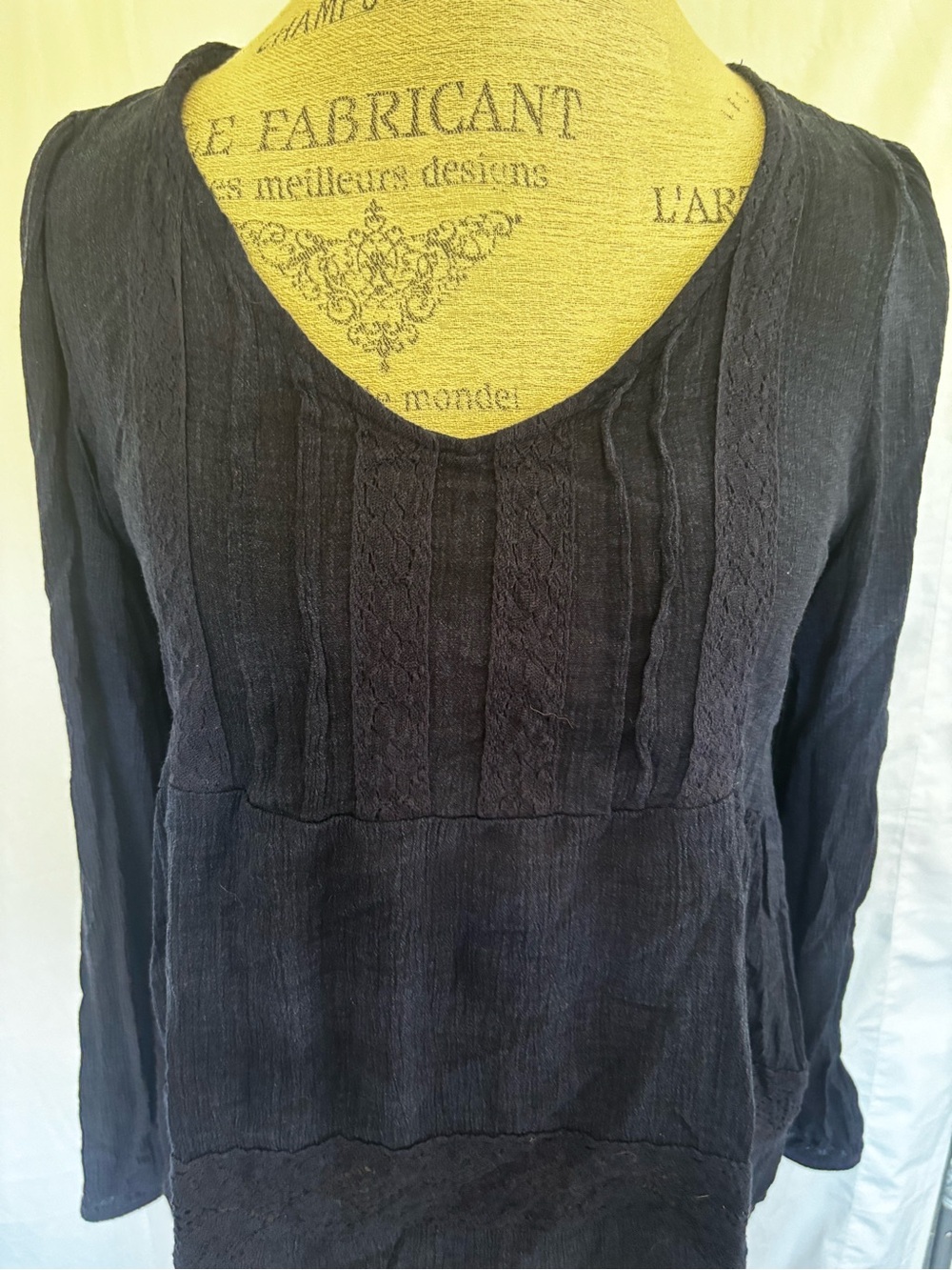 Y2K Rewind Womens Linen Blend Tunic in Navy Blue Sz L - Picture 3 of 6